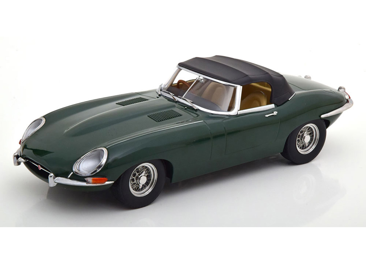 Jaguar E-Type Cabrio Softtop Serie 1 1961 RHD british racing green  Limited Edition 500 pcs KK-Scale 1:18 Metallmodell (Türen, Motorhaube... nicht zu öffnen!)