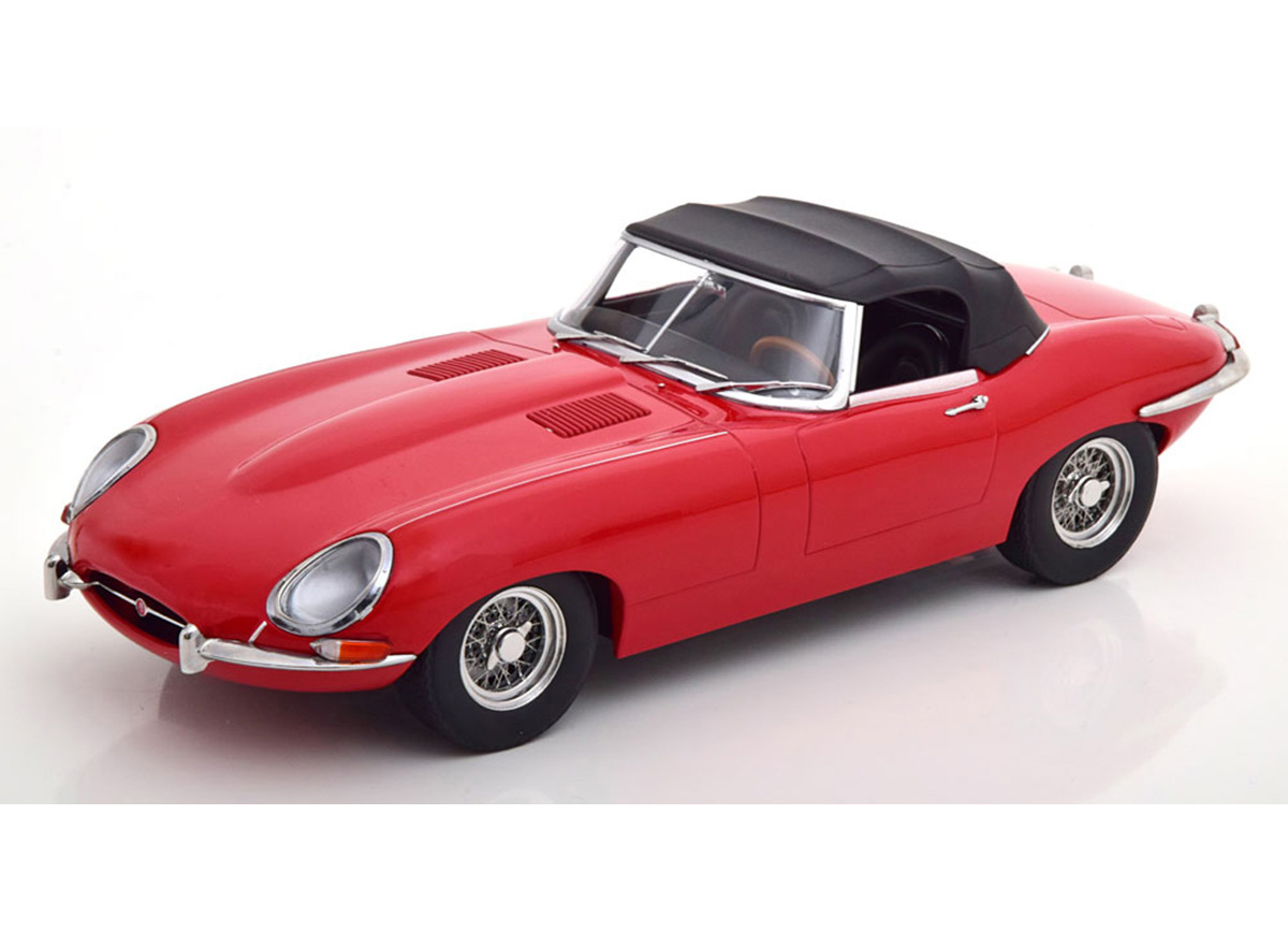 Jaguar E-Type Cabrio Softtop Serie 1 1961 LHD rot  Limited Edition 500 pcs. KK-Scale 1:18 Metallmodell (Türen, Motorhaube... nicht zu öffnen!)