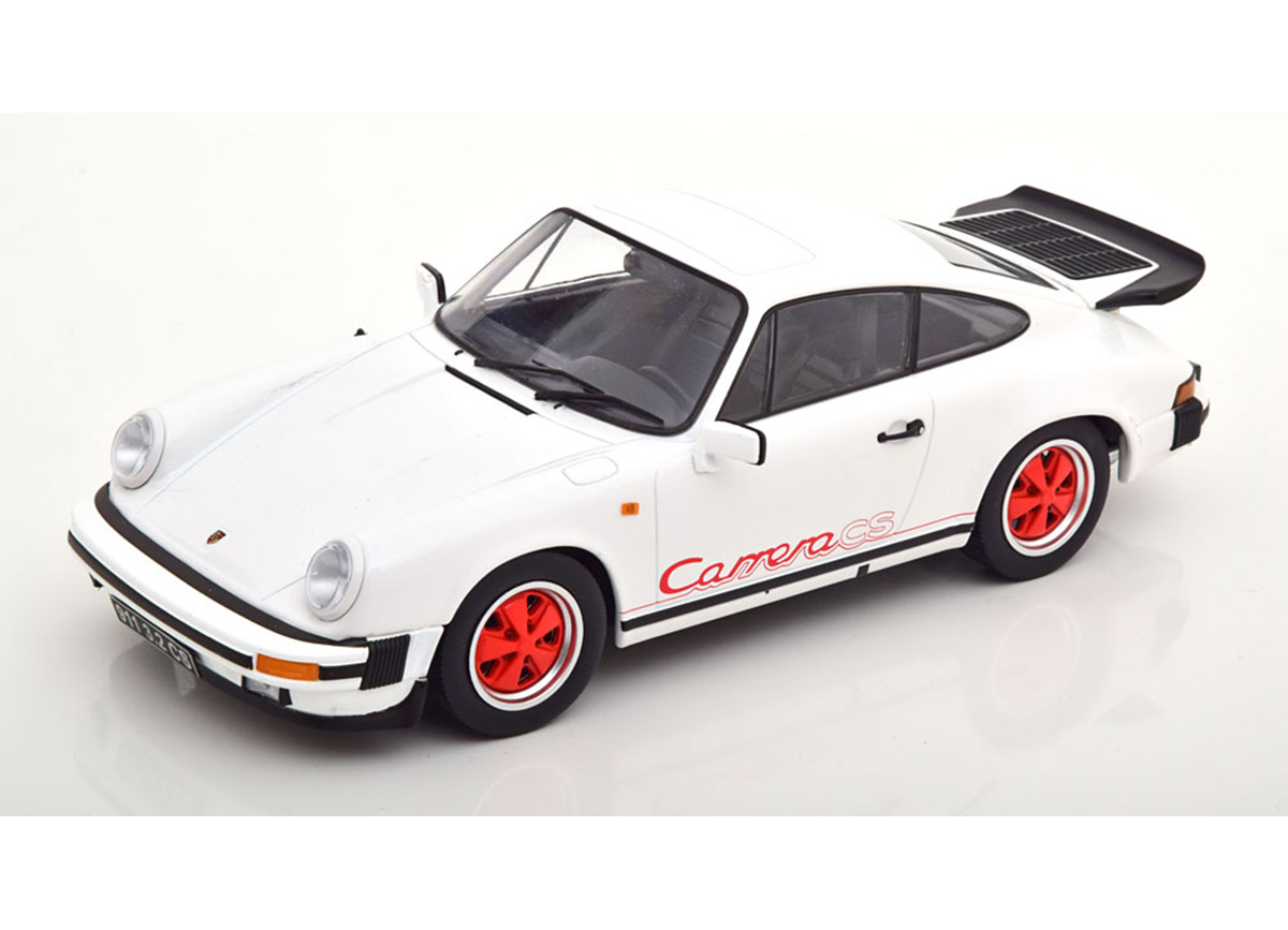 Porsche 911 Carrera 3.2 Clubsport 1989 weiß/rot KK-Scale 1:18 Metallmodell (Türen, Motorhaube... nicht zu öffnen!)