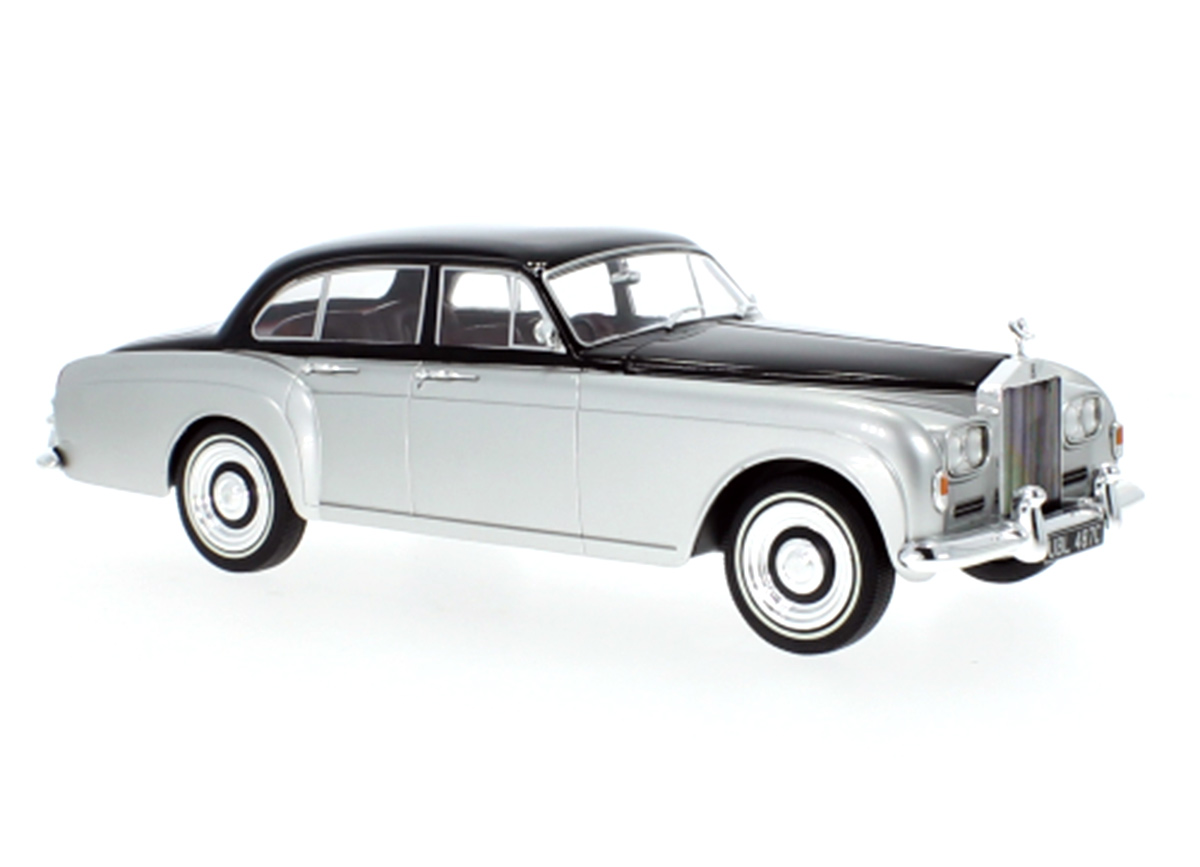 Rolls Royce Silver Cloud III Flying Spur H.J.Mulliner, silber/schwarz, 1965 MCG 1:18 Metallmodell, Türen und Hauben nicht zu öffnen