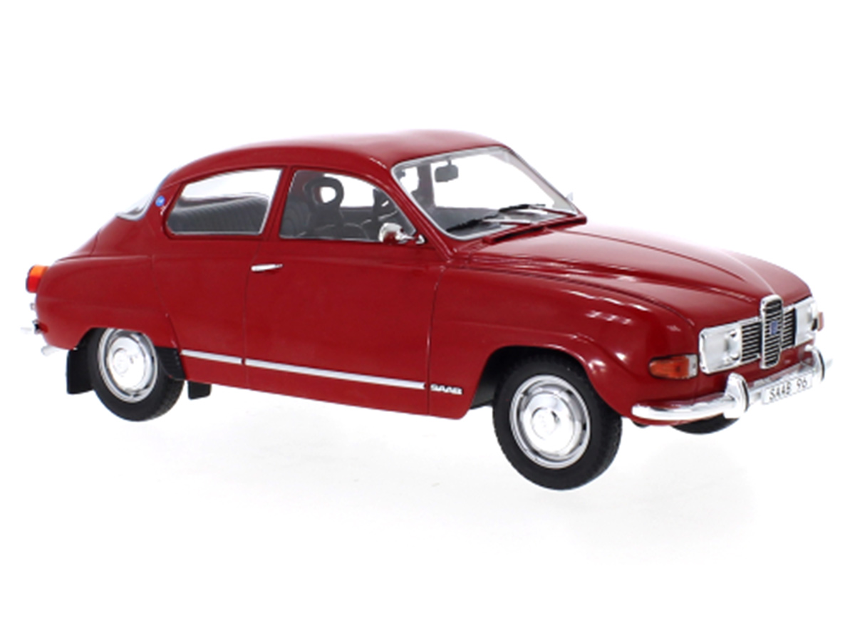 Saab 96 V4, rot, 1971 MCG 1:18 Metallmodell, Türen und Hauben nicht zu öffnen