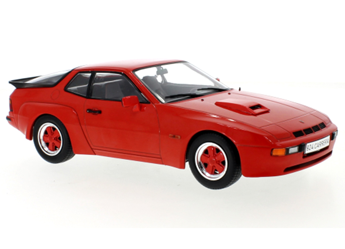Porsche 924 Carrera GT, rot, 1981 mit roten Felgen MCG 1:18 Metallmodell, Türen und Hauben nicht zu öffnen