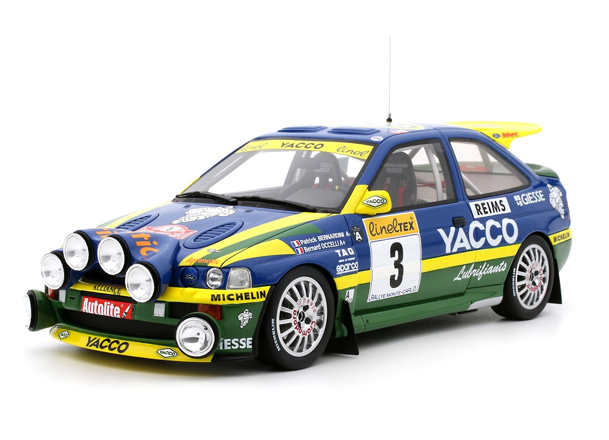Ford Escort RS Cosworth #3 P. BERNARDINI RALLYE MONTE CARLO 1996 OttO mobile 1:18 Resinemodell (Türen, Motorhaube... nicht zu öffnen!)