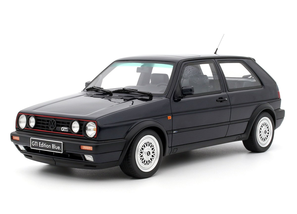 VW Volkswagen Golf II (MK2) GTi Edition Blue (Moonlight Blue) 1991 OttO mobile 1:18 Resinemodell (Türen, Motorhaube... nicht zu öffnen!)