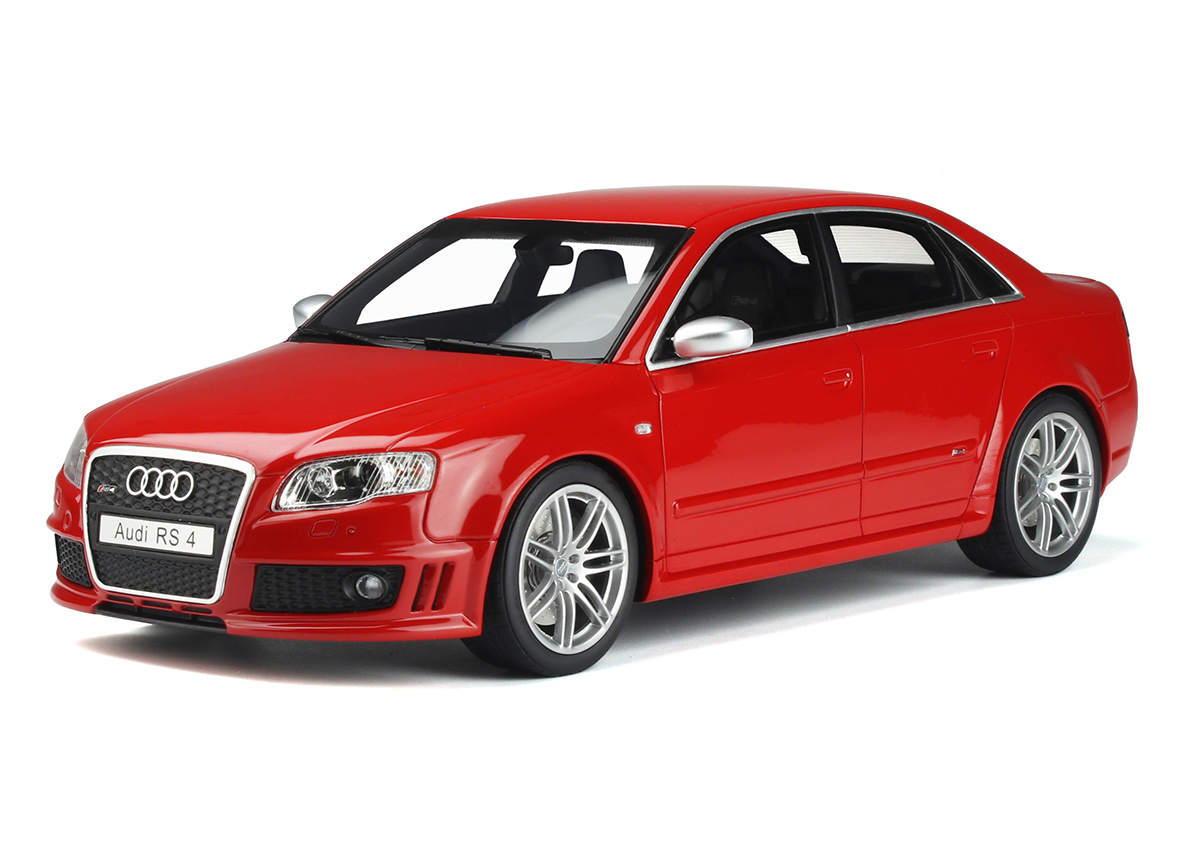 Audi RS 4 (B7) 4.2 FSI Misano Red 2005 OttOmobile 1:18 Resinemodell (Türen, Motorhaube... nicht zu öffnen!)