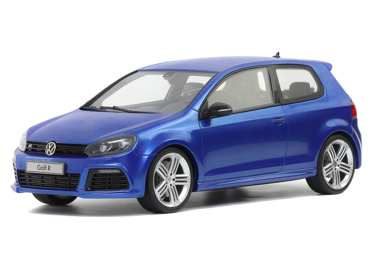 Volkswagen Golf VI R 2010 Rising Blue OttO mobile 1:18 Resinemodell (Türen, Motorhaube... nicht zu öffnen!)