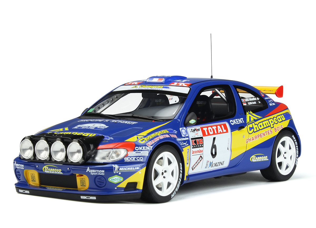 Renault Megane Maxi SEBASTIEN LOEB / DANIEL ELENA #6 RALLYE MONT BLANC 2000 OttOmobile 1:18 Resinemodell (Türen, Motorhaube... nicht zu öffnen!)