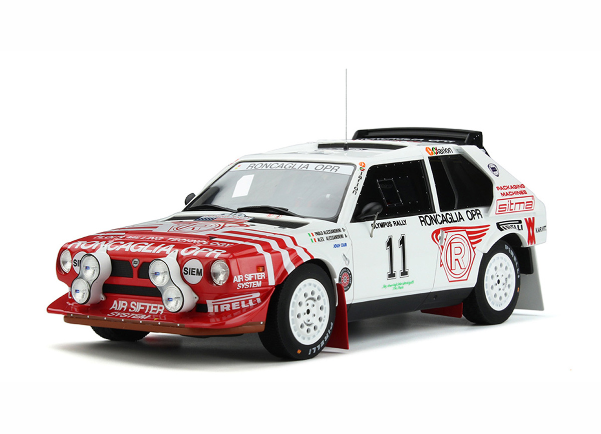 Lancia Delta S4 Gr.B Olympus Rally 1986 Paolo Alessandrini #11 OttOmobile 1:18 Resinemodell (Türen, Motorhaube... nicht zu öffnen!)