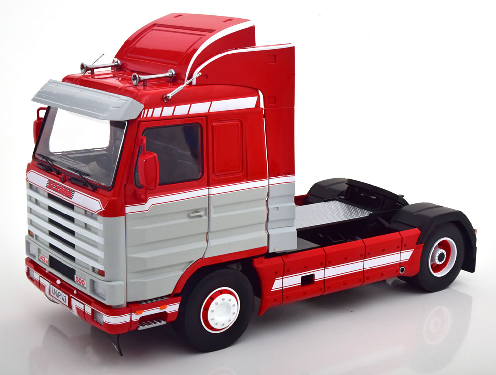 Scania 143 Streamline 1995 rot/hellgrau/weiß Ltd. Ed. 600 Stück funktionstüchtige Lenkung + zu öffnende Türen Road Kings 1:18