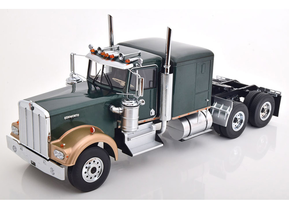 Kenworth W900 dunkelgrün-metallic/goldmetallic Road Kings 1:18 funktionstüchtige Lenkung + zu öffenden Türen