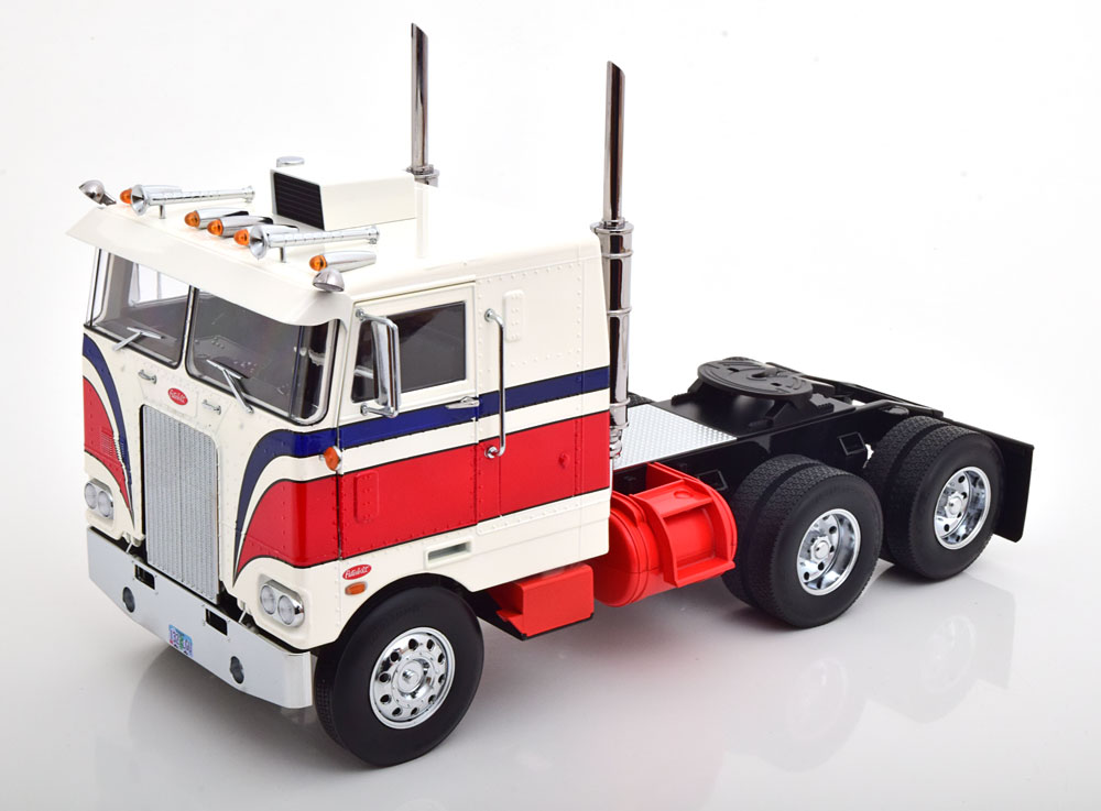 Peterbilt 352 Pacemaker 1977 weiß/rot/blau Road Kings 1:18 funktionstüchtige Lenkung + zu öffenden Türen