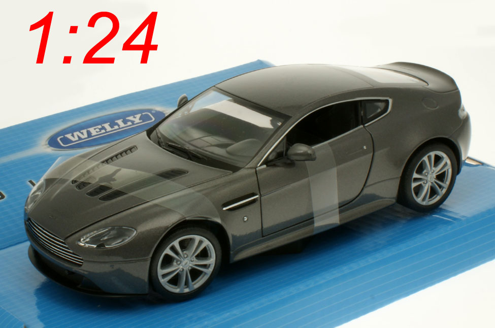 Aston Martin V12 Vantage 2010 silbergrau Welly 1:24