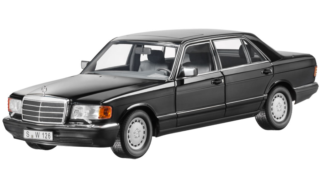 Vitrinenmodell Mercedes 560 SEL V 126 1985-1992 schwarz Industriemodell (in Mercedes-Verpackung) Norev 1:18