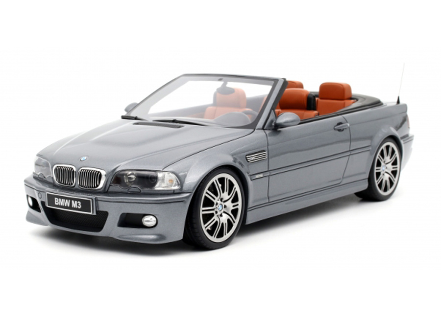 BMW E46 M3 Convertible 2004 Silver Grey A08 OttO mobile 1:18 Resinemodell (Türen, Motorhaube... nicht zu öffnen!)