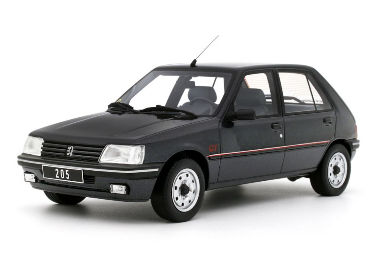 Peugeot 205 GT - Gris Graphite 1993 OttO mobile 1:18 Resinemodell (Türen, Motorhaube... nicht zu öffnen!)