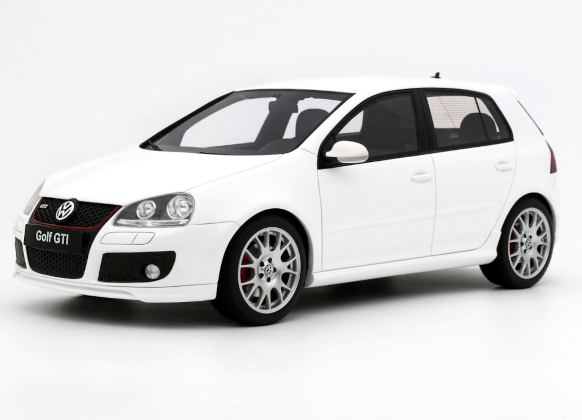 VOLKSWAGEN VW GOLF V GTI EDITION 30 CANDY WHITE 2007 OttO mobile 1:18 Resinemodell (Türen, Motorhaube... nicht zu öffnen!)