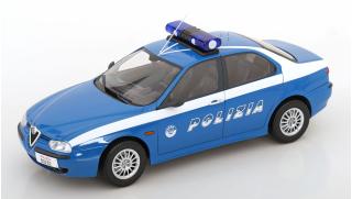 Alfa Romeo 156 Polizia 1998 blau/weiß Triple 9 1:18 (Türen, Motorhaube... nicht zu öffnen!)
