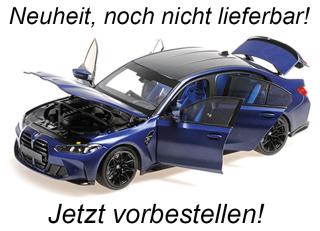 BMW M3 - 2024 - MATT BLUE METALLIC Minichamps 1:18 Metallmodell mit zu öffnenden Hauben und Türen!  Liefertermin nicht bekannt