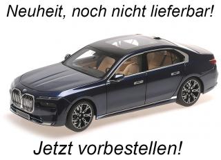 BMW i7 - 2022 - BLUE METALLIC Minichamps 1:18 Metallmodell mit zu öffnenden Türen und Haube(n)  Date de parution inconnue