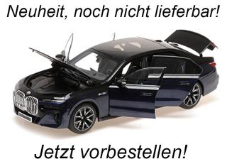 BMW i7 M70 (G70) - 2024 - BLUE METALLIC/BLACK METALLIC Minichamps 1:18 Metallmodell mit zu öffnenden Hauben und Türen!  Availability unknown