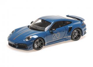 PORSCHE 911 (992) TURBO S COUPE SPORT DESIGN - 2021 - BLUE Minichamps 1:18 Metallmodell mit zu öffnenden Türen und Haube(n)