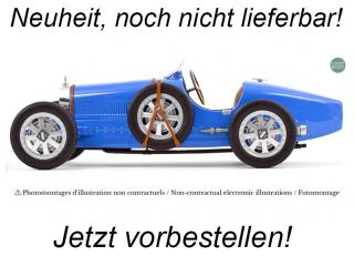 Bugatti T35 1925 Blue  Norev 1:12 Metallmodell (Türen/Hauben nicht zu öffnen!) <br> Date de parution inconnue (pas avant le 3. trimestre 2024)