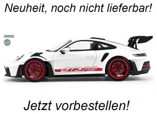Porsche 911 GT3 RS 2022 White & Pyro red Norev 1:12 Metallmodell (Türen/Hauben nicht zu öffnen!) <br> Date de parution inconnue (pas avant le 4. trimestre 2025)