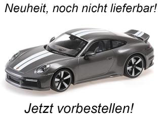 PORSCHE 911 (992) SPORT CLASSIC – 2022 – GREY METALLIC W/STRIPE Minichamps 1:18 Metallmodell, Türen, Motorhaube... nicht zu öffnen <br> Liefertermin nicht bekannt (nicht vor Juni 2024)