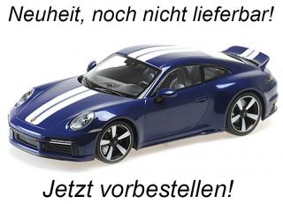 PORSCHE 911 (992) SPORT CLASSIC – 2022 – BLUE METALLIC Minichamps 1:18 Metallmodell, Türen, Motorhaube... nicht zu öffnen <br> Date de parution inconnue (pas avant juin 2024)