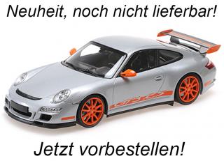 PORSCHE 911 GT3 RS - 2007 - SILVER Minichamps 1:18 Metallmodell, Türen, Motorhaube... nicht zu öffnen <br> Lieferbar ab Ende Mai 2024