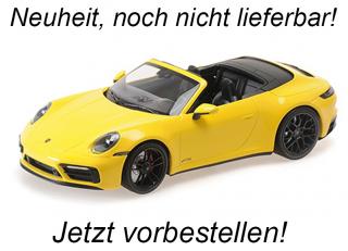 PORSCHE 911 CARRERA 4 GTS CABRIOLET - 2020 - YELLOW Minichamps 1:18 Metallmodell, Türen, Motorhaube... nicht zu öffnen  Lieferbar ab Ende Mai 2024