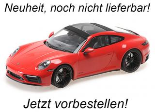 PORSCHE 911 CARRERA 4 GTS - 2020 - RED Minichamps 1:18 Metallmodell, Türen, Motorhaube... nicht zu öffnen <br> Available from end of May 2024