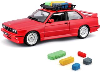 BMW M3 E30 1988 rot mit Dachgepäckkorb Burago 1:24
