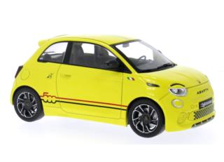 Fiat 500e Abarth, hellgelb, 2024 MCG 1:18 Metallmodell, Türen und Hauben nicht zu öffnen