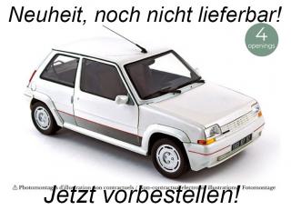 Renault Supercinq GT Turbo Ph I 1985 Pearl White 1:18 (Reprod 2024) Norev 1:18 Metallmodell 2 Türen, Motorhaube und Kofferraum zu öffnen!  Date de parution inconnue (pas avant le 4. trimestre 2024)