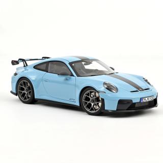 Porsche 911 GT3 w/Weissach Pack 2025 Gulfblue   Norev 1:18 Metallmodell 2 Türen und vordere Haube zu öffnen!  Lieferbar ab August 2026