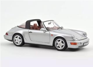 Porsche 911 Carrera 4 Targa 1991 Polarsilber Metallic Norev 1:18 Metallmodell 2 Türen, Motorhaube und Kofferraum zu öffnen!