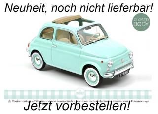 Fiat 500 L 1968 Pastel Blue w/ special birth pack 1:18 Norev 1:18 Metallmodell (Türen/Hauben nicht zu öffnen!) <br> Date de parution inconnue (pas avant le 3. trimestre 2024)