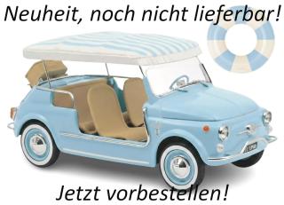 Fiat 500 Jolly 1965 Blue  Norev 1:18 Metallmodell (Türen/Hauben nicht zu öffnen!) Date de parution inconnue (pas avant septembre 2026)