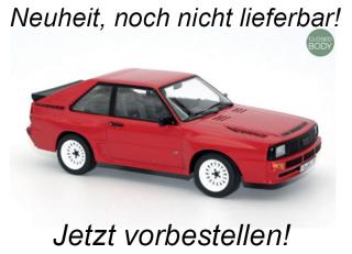 Audi Sport quattro 1985 Tornado Red  Norev 1:18 Metallmodell (Türen/Hauben nicht zu öffnen!)  Date de parution inconnue (pas avant décembre 2025)