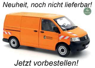 VW T5 Bus Transporter 2003 orange Communal Vehicle  Norev Metallmodell 1:18 (3 Türen und Kofferraum zu öffnen!)  Availability unknown (not before December 2025)