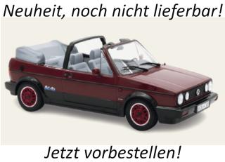 VW Golf Cabriolet Bel Air 1992 Ruby Red  Norev 1:18 Metallmodell (Türen/Hauben nicht zu öffnen!)  Date de parution inconnue (pas avant le 4. trimestre 2026)
