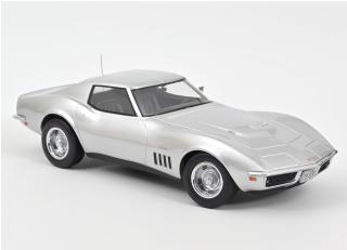 Chevrolet Corvette Coupe 1969 - Silver Norev 1:18 Metallmodell (Türen/Hauben nicht zu öffnen!)