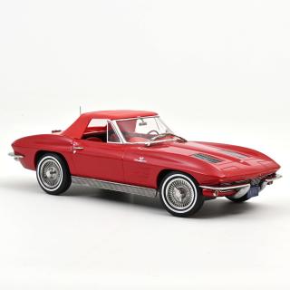 Chevrolet Corvette Sting Ray Cabriolet 1963 Riverside Red  Norev 1:18 Metallmodell (Türen/Hauben nicht zu öffnen!)  Available from end of August 2025
