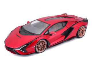 Lamborghini Sian FKP 37 rot Burago 1:18 Metallmodell (Abbildung ähnlich: Reifen sind nicht bedruckt, Innenraum rot/schwarz!)