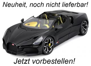 Bugatti W16 Mistral schwarz Burago 1:18 Metallmodell <br> Available from Q2 2024