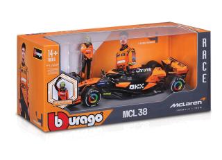 McLaren MCL38 #4 Lando Norris Sieger Miami GP Formel 1 2024 mit stehender Figur   Burago 1:24
