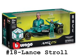 Aston Martin AMR25 #18 F1 2025 Lance Stroll mit Figur Burago 1:24