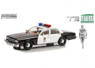 Chevrolet Caprice Metropolitan Police 1987 with T-1000 Liquid Metal Android Figure *Terminator 2: Judgment Day 1991 Greenlight 1:18
