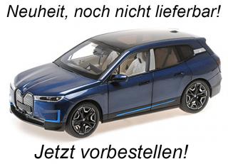 BMW iX - 2022 - BLUE METALLIC Minichamps 1:18 Metallmodell mit zu öffnenden Türen und Haube(n) <br> Date de parution inconnue